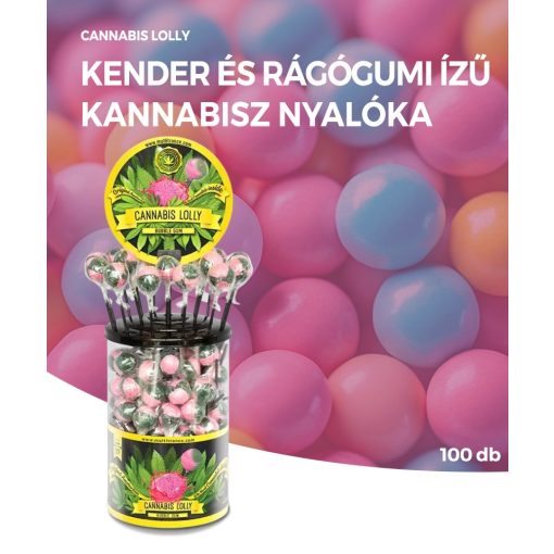 Cannabis Bubble Gum Lollies – Display Container (100 Lollies)