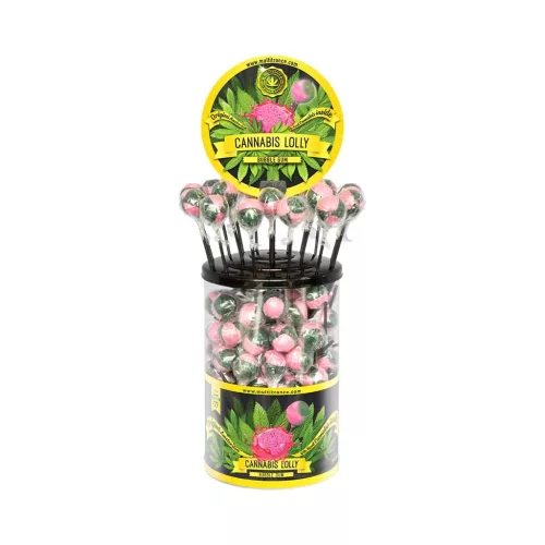 Cannabis Bubble Gum Lollies – Display Container (100 Lollies)