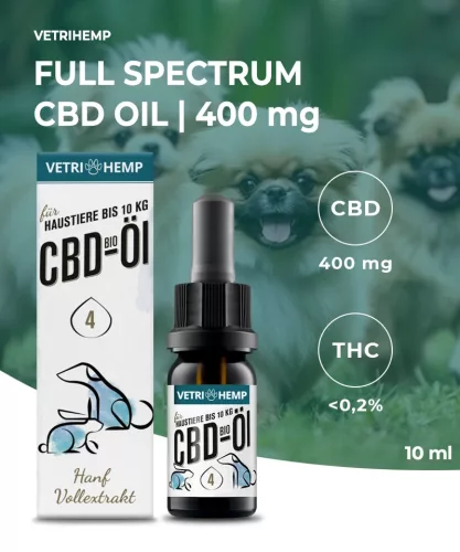 Vetrihemp CBD olaj 10 kg alatti állatoknak 4% 10 ml 400mg