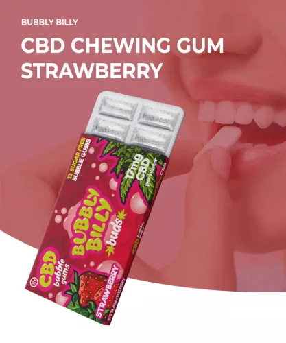Bubbly Billy Buds Strawberry Flavoured Chewing Gum (17mg CBD)