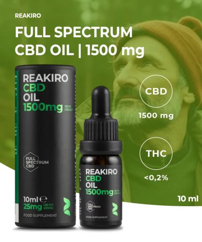 Reakiro CBD olaj 15% 1500 mg | Teljes Spektrumú 10 ml