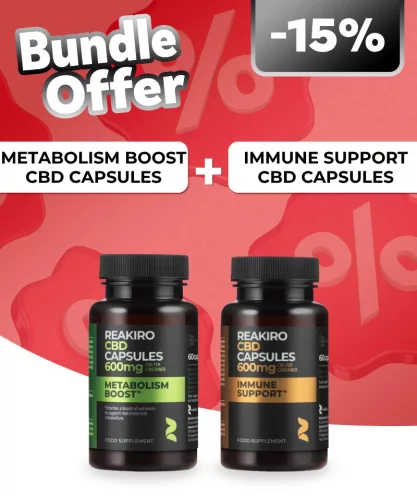 Reakiro Metabolism Boost CBD kapszula 60 db | 600 mg + Reakiro Immune Support CBD kapszula 60 db | 600 mg
