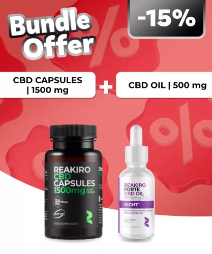 Reakiro CBD kapszula 50 mg 30 db | 1500 mg + Reakiro Forte Night CBD olaj | 500 mg