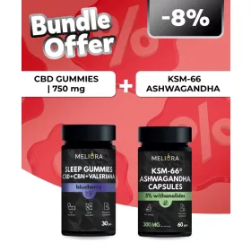   Meliora CBD Gumicukor Sleep Gummies 30 db | Áfonya + Meliora KSM-66® Ashwagandha kapszula | 60 db