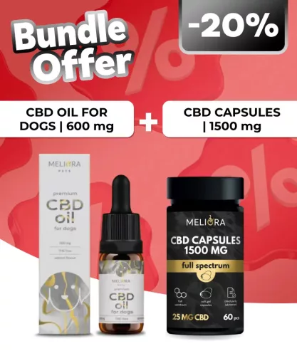 Meliora CBD olaj kutyáknak 6% 600 mg + Meliora CBD kapszula 25 mg 60 db | 1500 mg