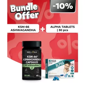   Meliora KSM-66® Ashwagandha kapszula - 60 db + Natur Tanya® ALPHA - A férfi potencia és a kirobbanó férfiasság támogatásához