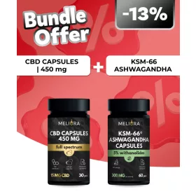   Meliora CBD kapszula 15 mg 30 db | 450 mg + Meliora KSM-66® Ashwagandha kapszula | 60 db
