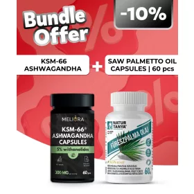   Meliora KSM-66® Ashwagandha kapszula - 60 db + Natur Tanya® Fűrészpálma Olaj kapszula - 60 db