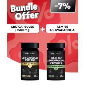   Meliora CBD kapszula 25 mg 60 db | 1500 mg + Meliora KSM-66® Ashwagandha kapszula | 60 db