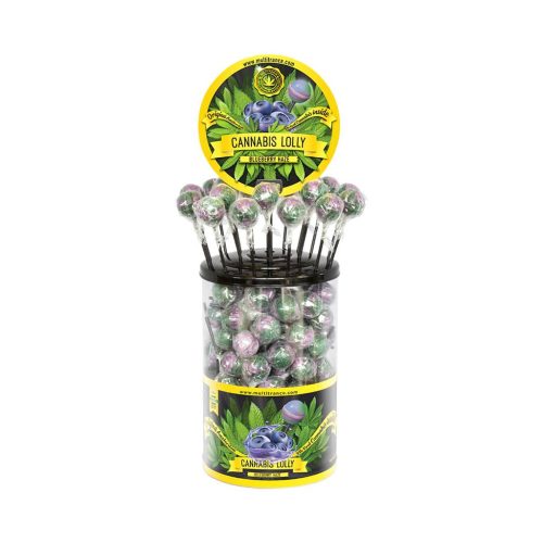 Cannabis Blueberry Haze Lollies – Display Container (100 Lollies)