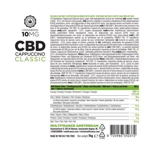 CBD Coffee Instant Cappuccino 10 mg (10 sachets) 