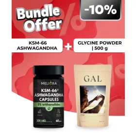   Meliora KSM-66® Ashwagandha kapszula - 60 db + GAL Glicin 500g