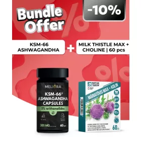   Meliora KSM-66® Ashwagandha kapszula - 60 db + Natur Tanya® Máriatövis Max + Kolin 60 db