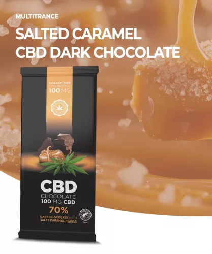 Multitrance Dark Chocolate with Salty Caramel Pearls (100mg CBD)