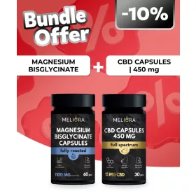   Meliora Magnézium-biszglicinát kapszula | 60 db + Meliora CBD kapszula 15 mg 30 db | 450 mg