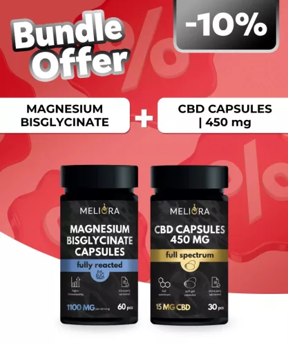 Meliora Magnézium-biszglicinát kapszula | 60 db + Meliora CBD kapszula 15 mg 30 db | 450 mg
