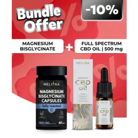   Meliora Magnézium-biszglicinát kapszula | 60 db + Meliora Teljes Spektrumú 5% CBD olaj