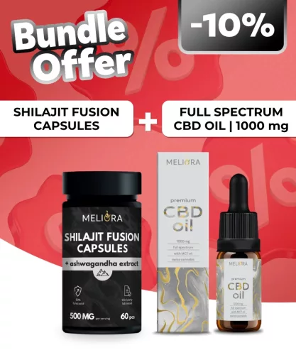 Meliora Shilajit Fusion kapszula | 60 db + Meliora Teljes Spektrumú 10% CBD olaj