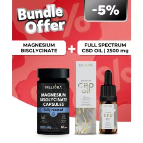   Meliora Magnézium-biszglicinát kapszula | 60 db + Meliora Teljes Spektrumú 25% CBD olaj