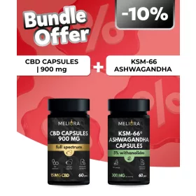   Meliora CBD kapszula 15 mg 60 db | 900 mg + Meliora KSM-66® Ashwagandha kapszula | 60 db