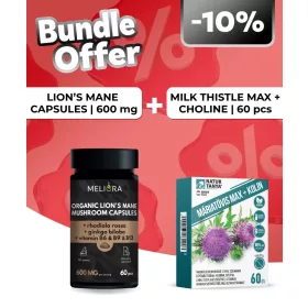   Meliora Süngomba kapszula - 60 db + Natur Tanya® Máriatövis Max + Kolin 60 db