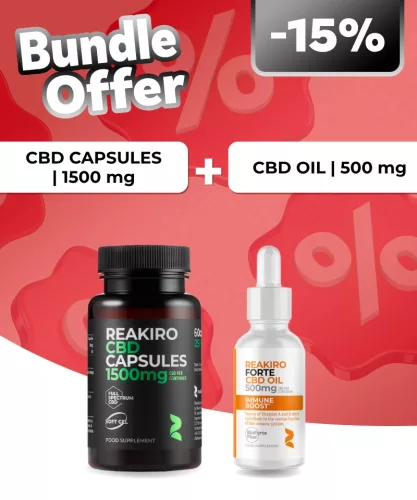 Reakiro CBD kapszula 25 mg 60 db | 1500 mg + Reakiro Forte Immune Boost CBD olaj | 500 mg