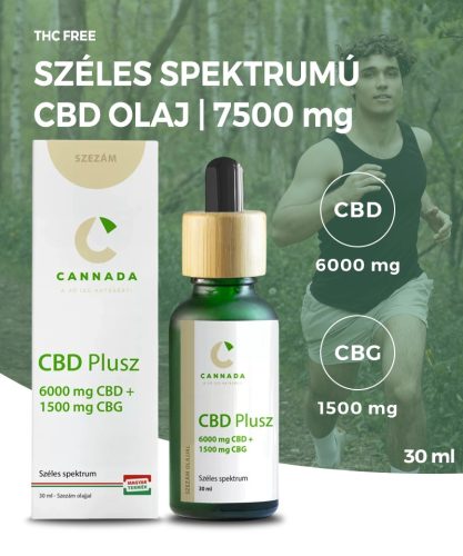 Cannada Plusz 7500 mg CBD + CBG olaj Göcseji szezámmagolajjal