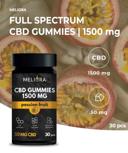 Meliora CBD Gumicukor 50 mg 30 db | 1500 mg (Maracuja)