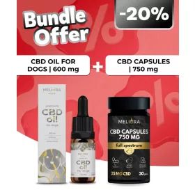   Meliora CBD olaj kutyáknak 6% 600 mg + Meliora CBD kapszula 25 mg 30 db | 750 mg