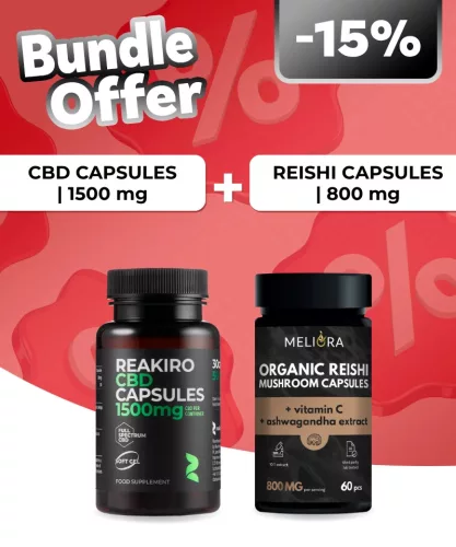 Reakiro CBD kapszula 50 mg 30 db | 1500 mg + Meliora Pecsétviaszgomba kapszula 60 db