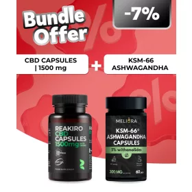   Reakiro CBD kapszula 25 mg 60 db | 1500 mg + Meliora KSM-66® Ashwagandha kapszula | 60 db