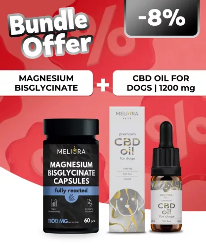 Meliora Magnézium-biszglicinát kapszula | 60 db + Meliora CBD olaj kutyáknak 12% 1200 mg