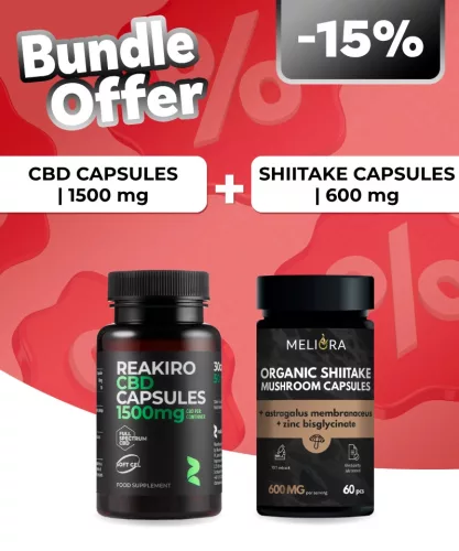 Reakiro CBD kapszula 50 mg 30 db | 1500 mg + Meliora Shiitake kapszula 60 db