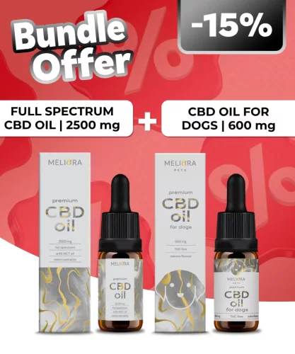 Meliora Teljes Spektrumú 25% CBD olaj + Meliora CBD olaj kutyáknak 6% 600 mg