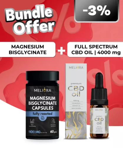 Meliora Magnézium-biszglicinát kapszula | 60 db + Meliora Teljes Spektrumú 40% CBD olaj