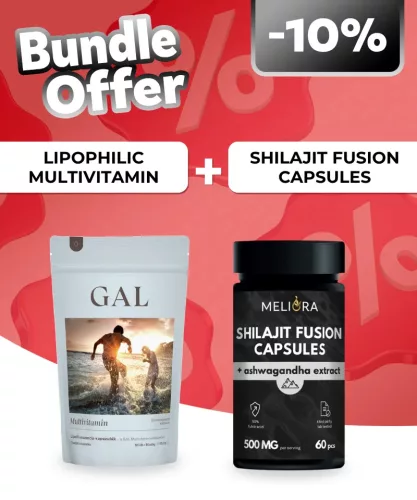 GAL Multivitamin – Lipofil kapszulák, 90 adagos utántöltő + Meliora Shilajit Fusion kapszula - 60 db