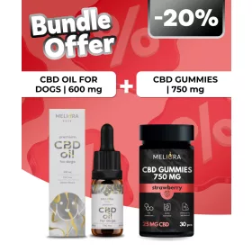   Meliora CBD olaj kutyáknak 6% 600 mg + Meliora CBD Gumicukor 25 mg 30 db | 750 mg (Eper)